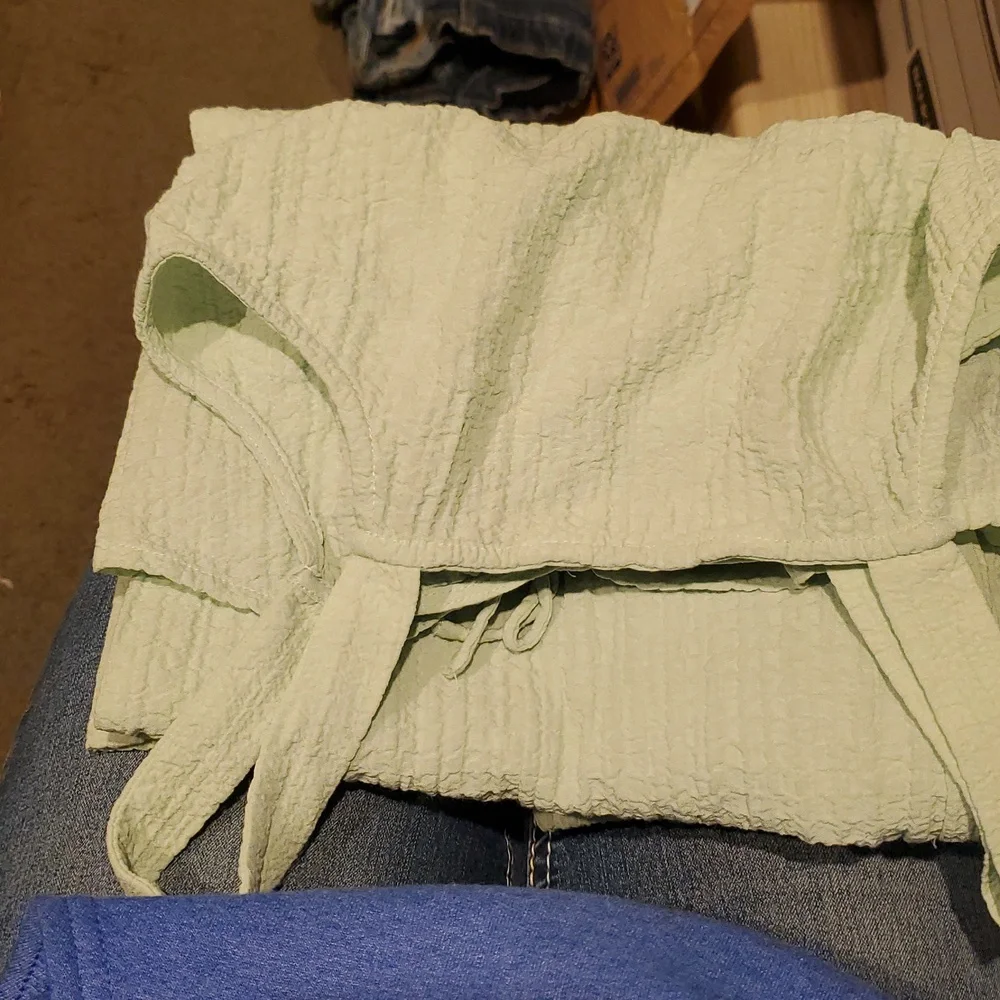H&M Light Green 2 Piece Crinkle‎ Lightweight Outfit Size Girls 14